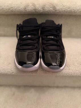 Mens Black Patent Low-Top Sneakers - Youth Athletic Shoes